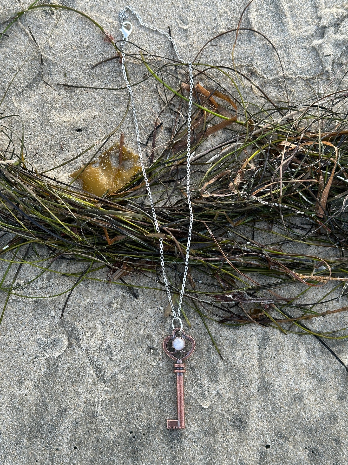N. Key Necklace | Small | Rainbow Moonstone #2