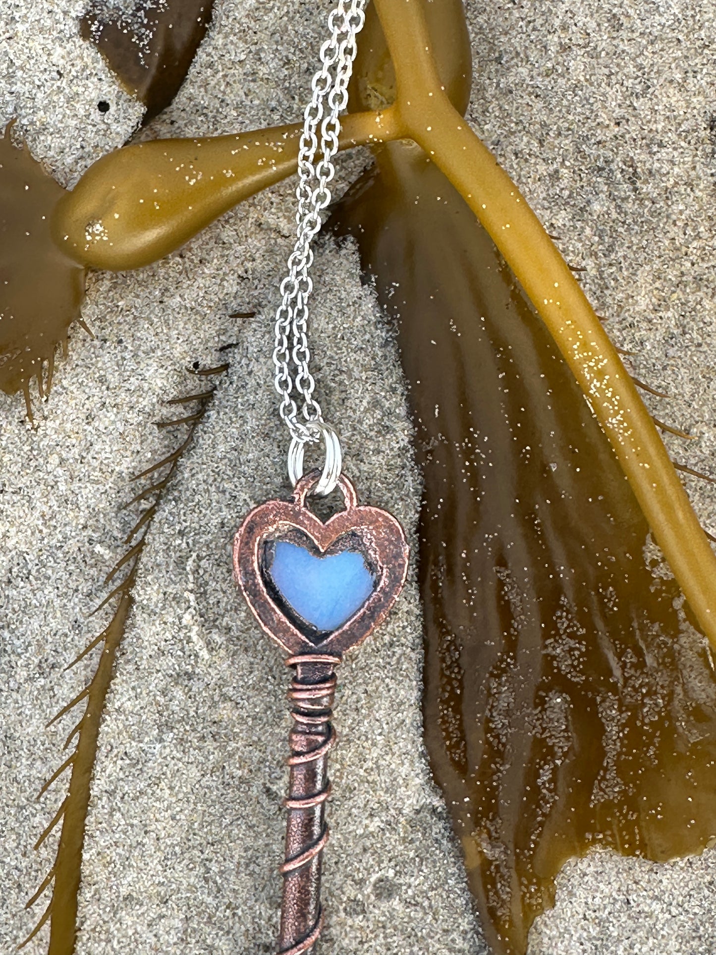 C. Heart Key | Opalite and Quartz | Dark Copper