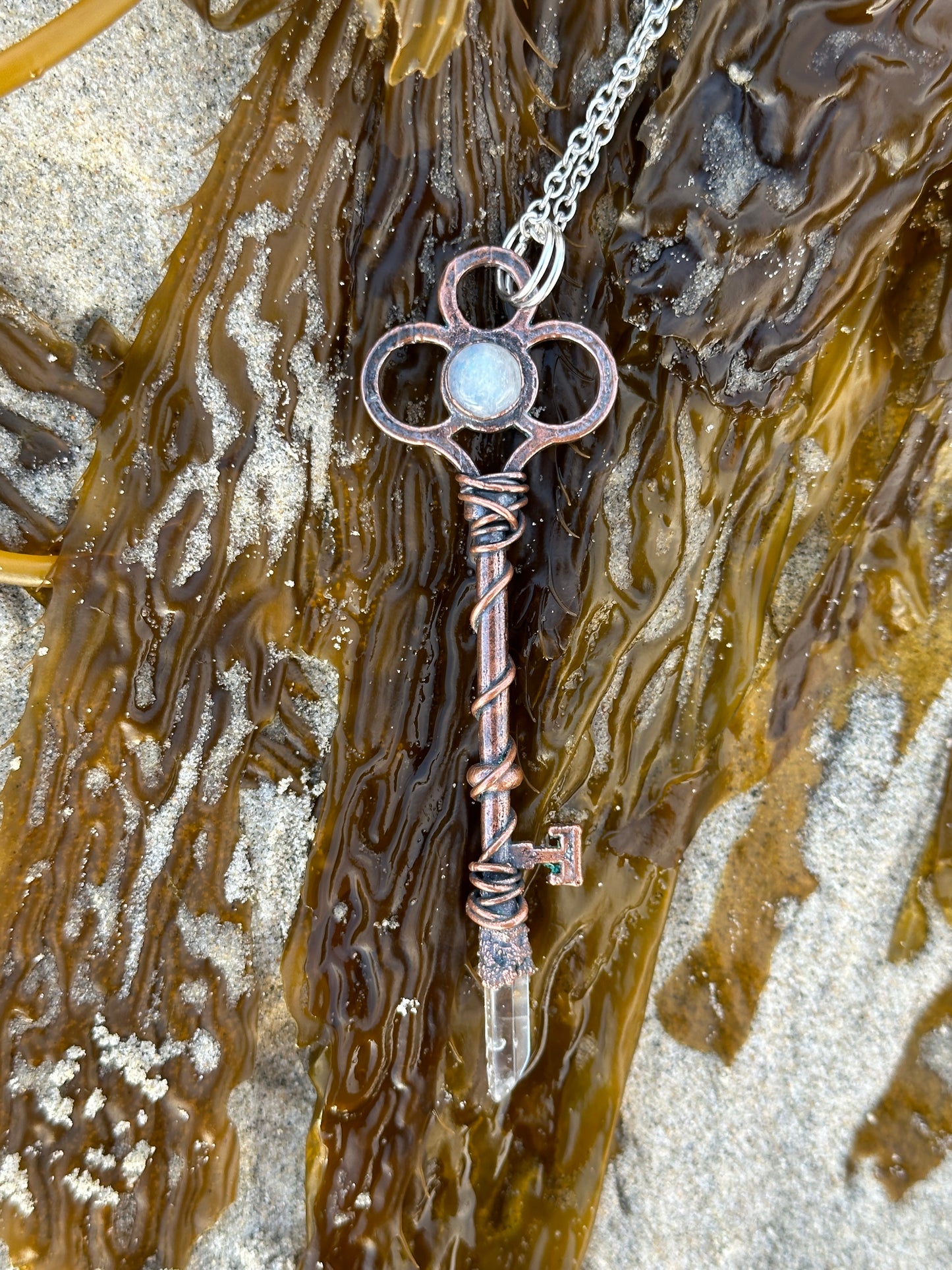 I. Key Necklace || Moonstone | Quartz | Dark Copper