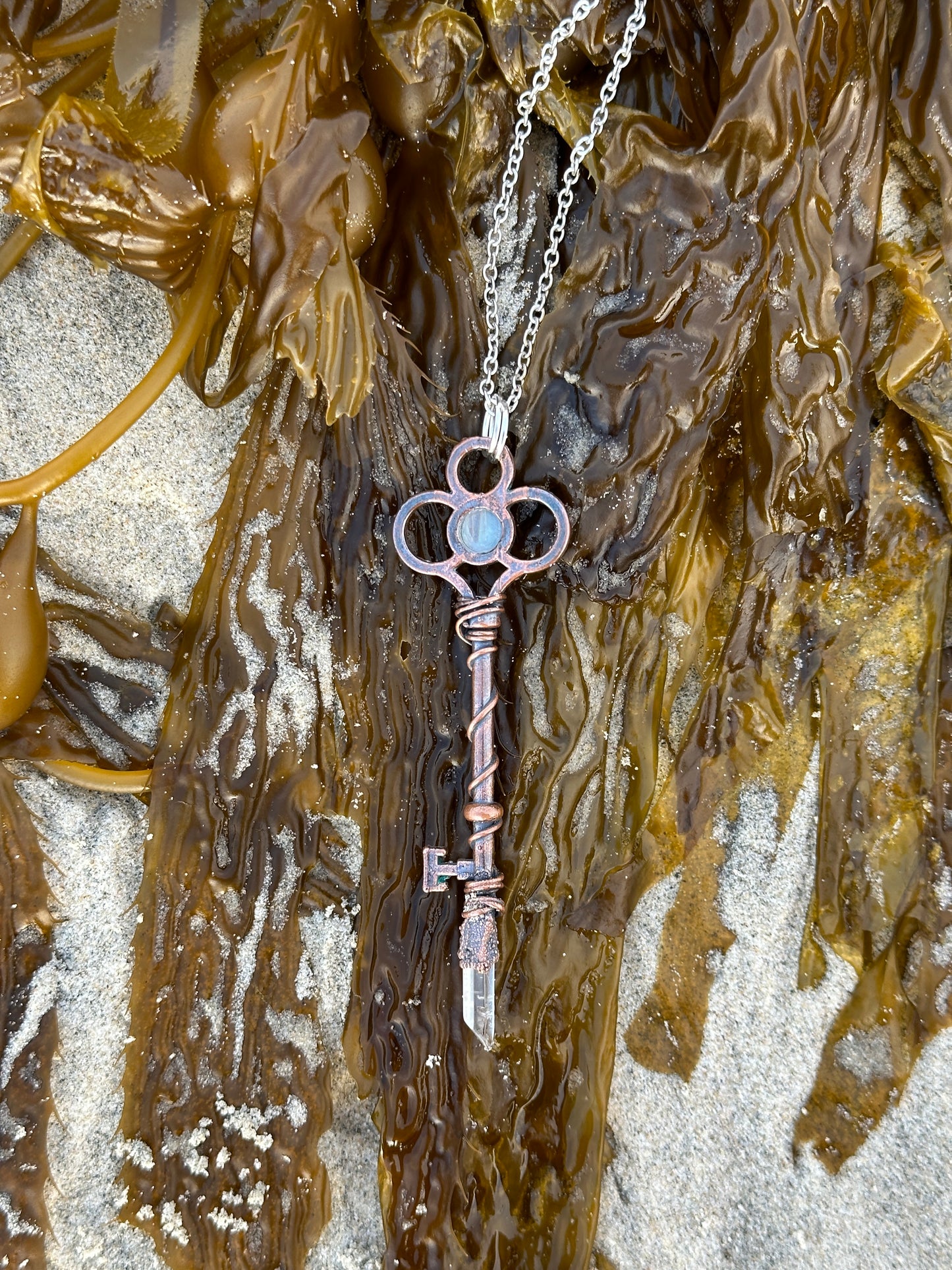 I. Key Necklace || Moonstone | Quartz | Dark Copper