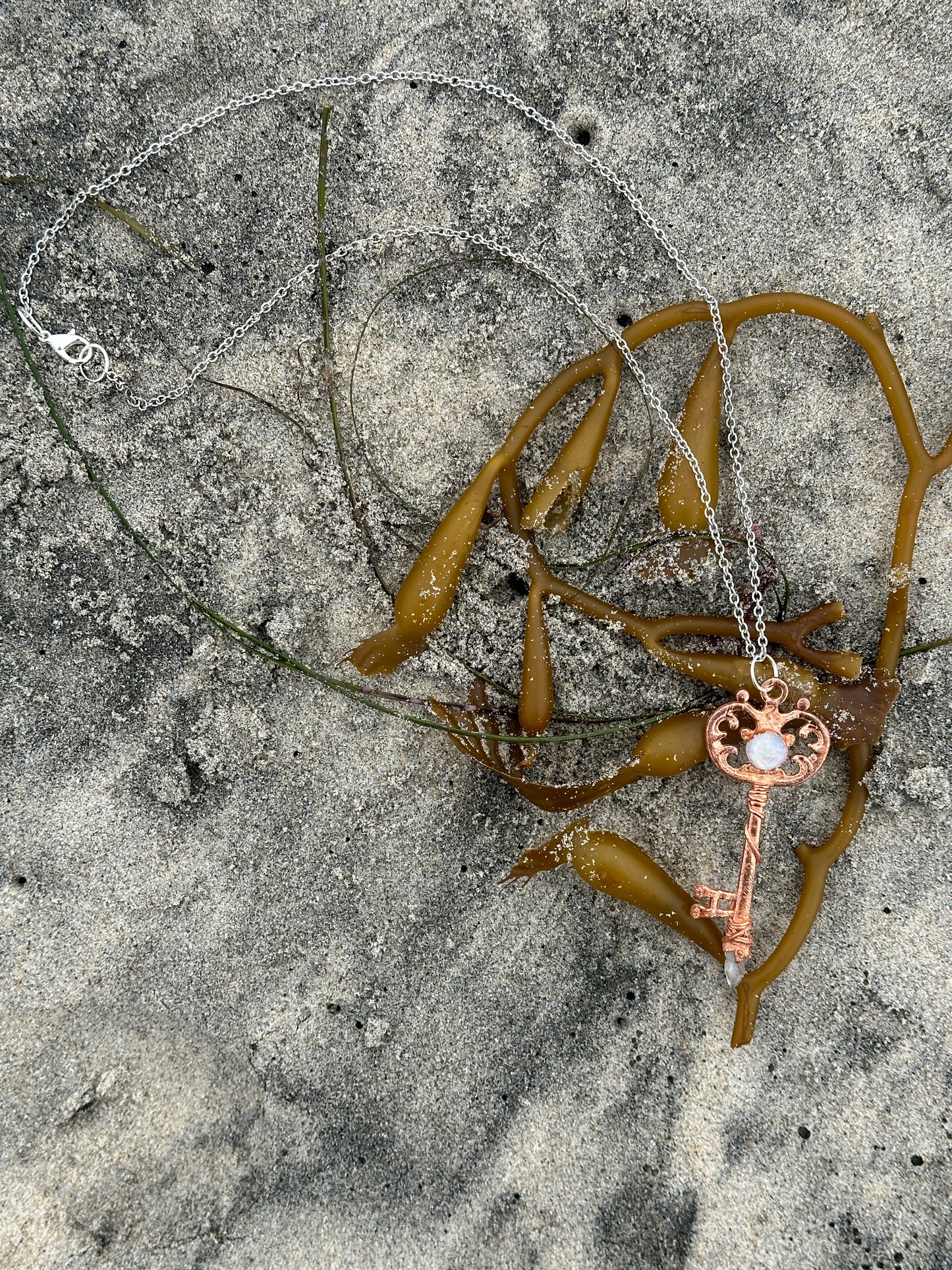 H. Key Necklace | Moonstone | Bright Copper