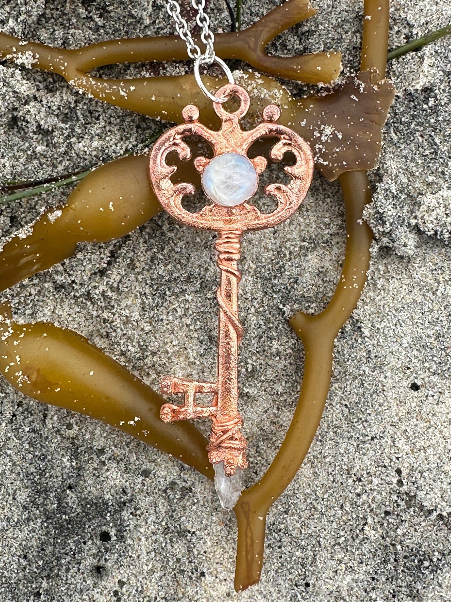 H. Key Necklace | Moonstone | Bright Copper
