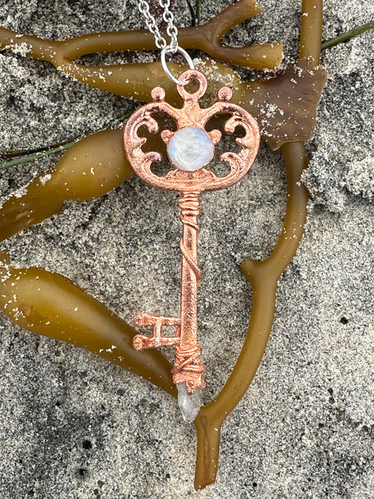 H. Key Necklace | Moonstone | Bright Copper