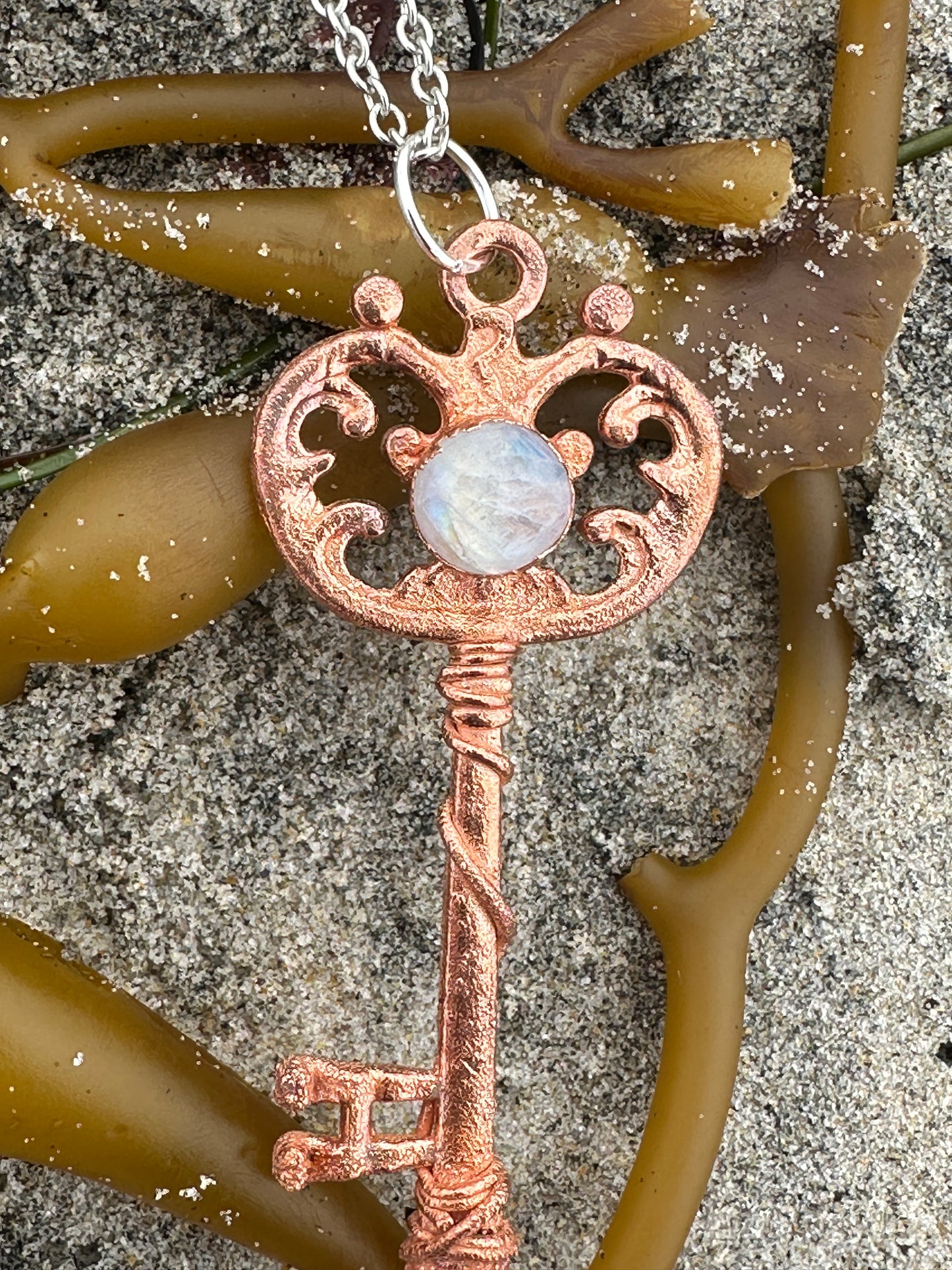 H. Key Necklace | Moonstone | Bright Copper