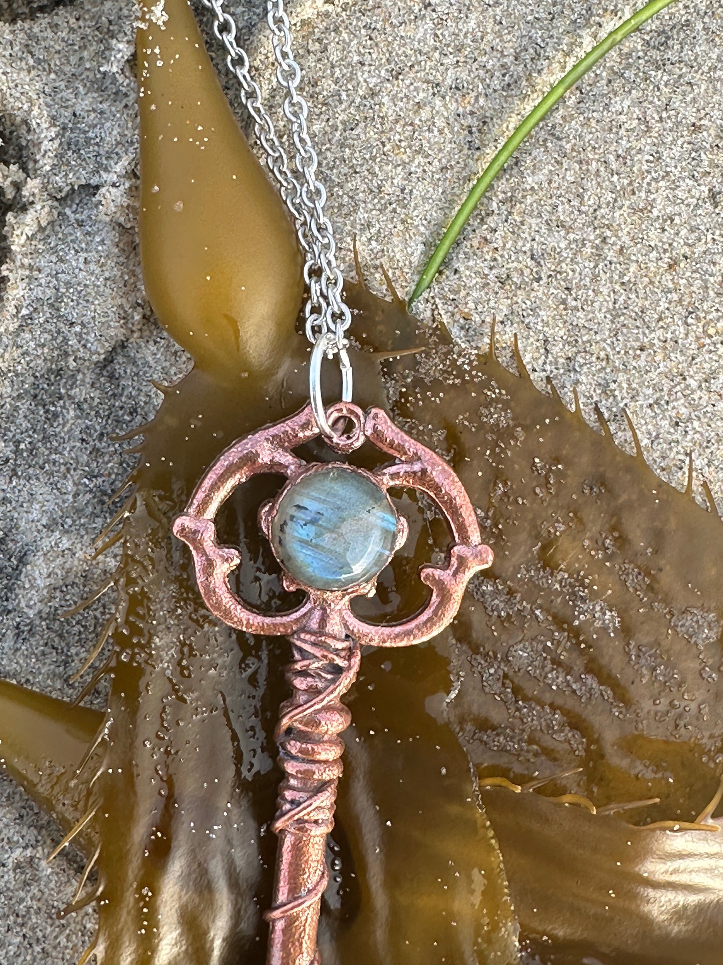 K. Key Necklace || Labradorite || Quartz | Bright Copper