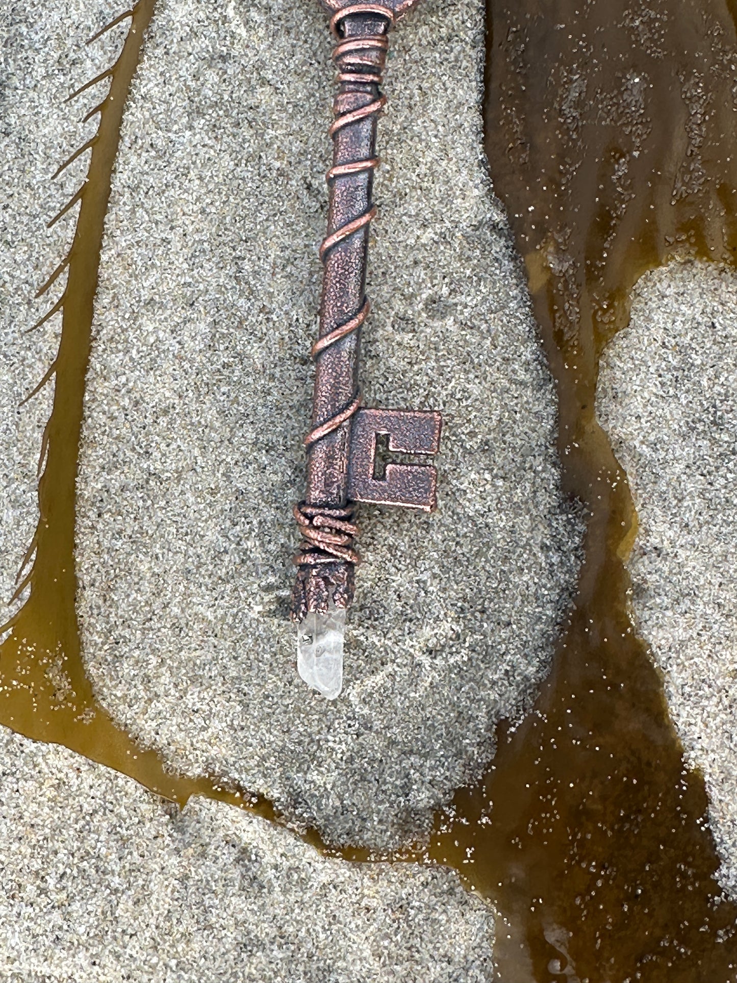 G. Heart Key | Opalite and Quartz | Dark Copper