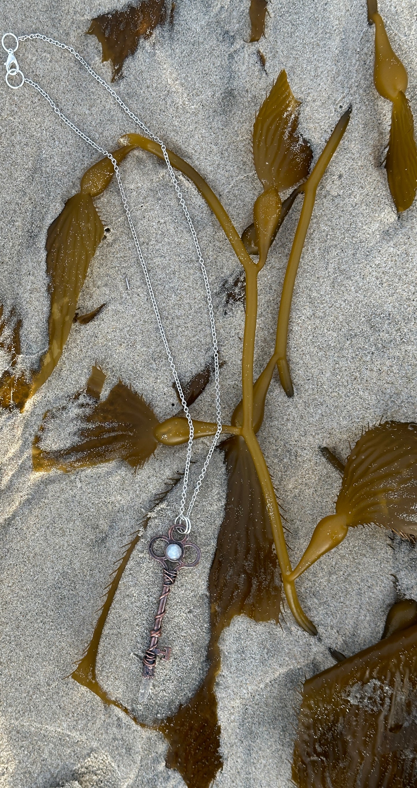I. Key Necklace || Moonstone | Quartz | Dark Copper
