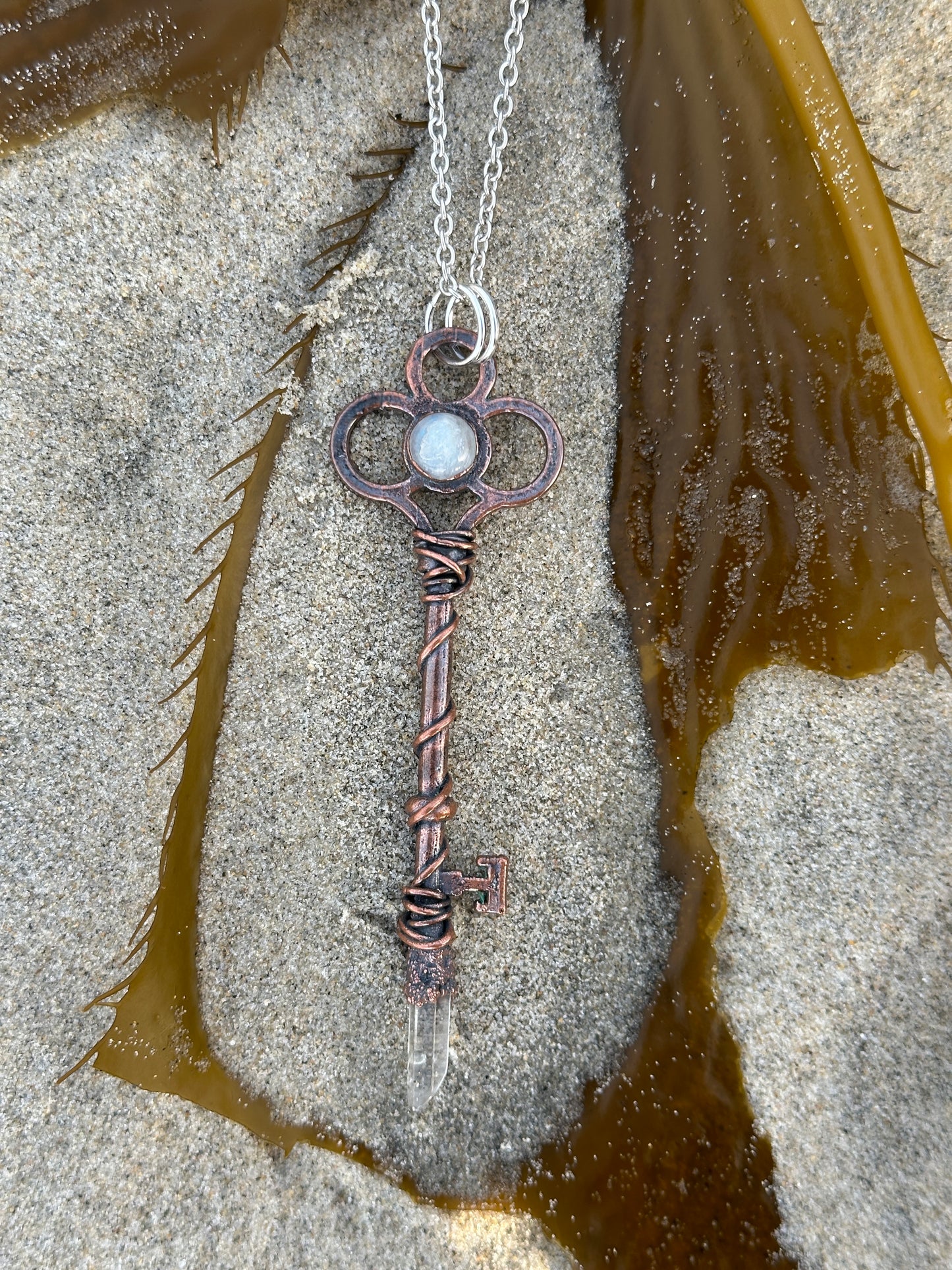 I. Key Necklace || Moonstone | Quartz | Dark Copper
