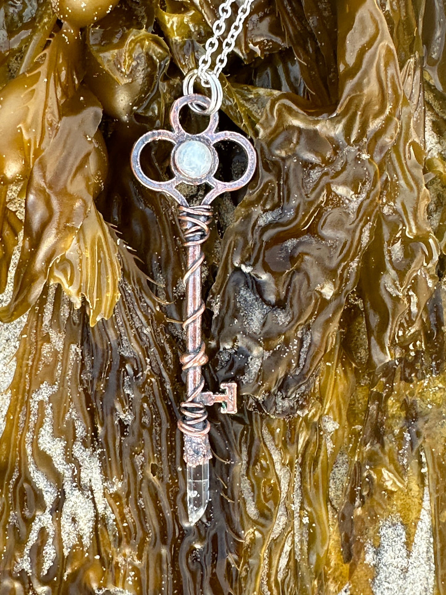 I. Key Necklace || Moonstone | Quartz | Dark Copper