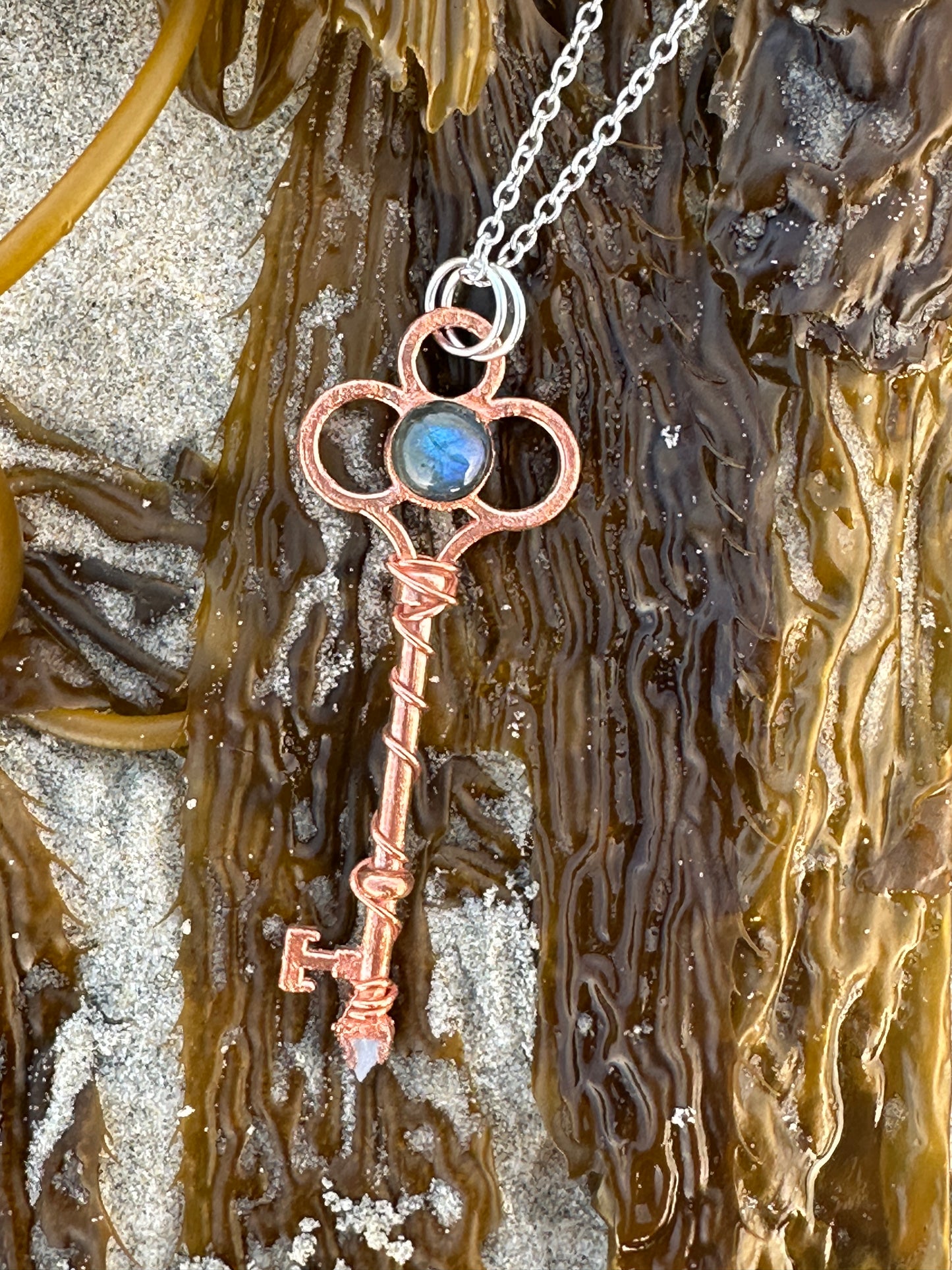 B. Key Necklace | Labradorite | Moonstone | Bright Copper