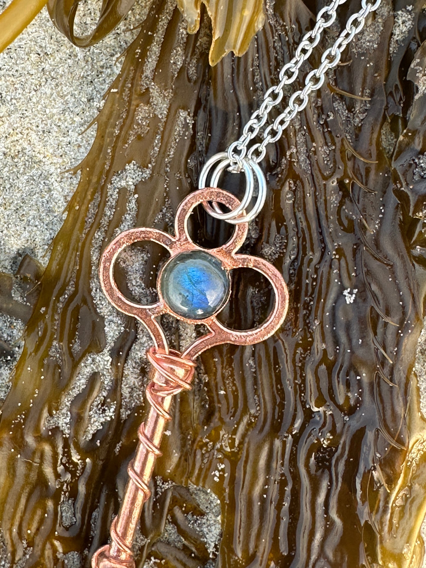 B. Key Necklace | Labradorite | Moonstone | Bright Copper