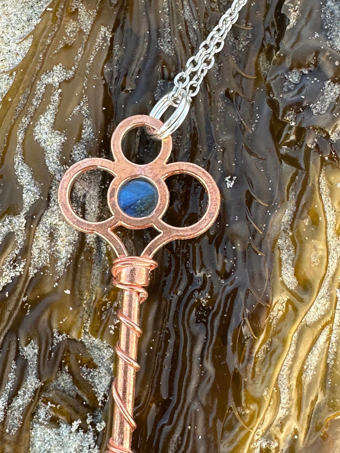 B. Key Necklace | Labradorite | Moonstone | Bright Copper