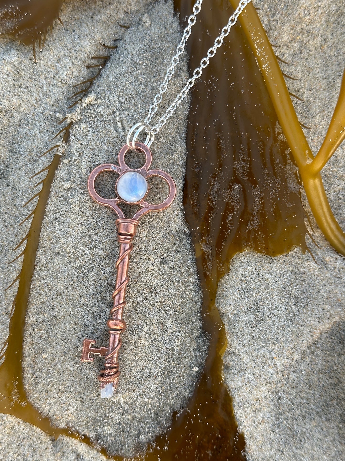 A. Key Necklace | Moonstone | Bright Copper