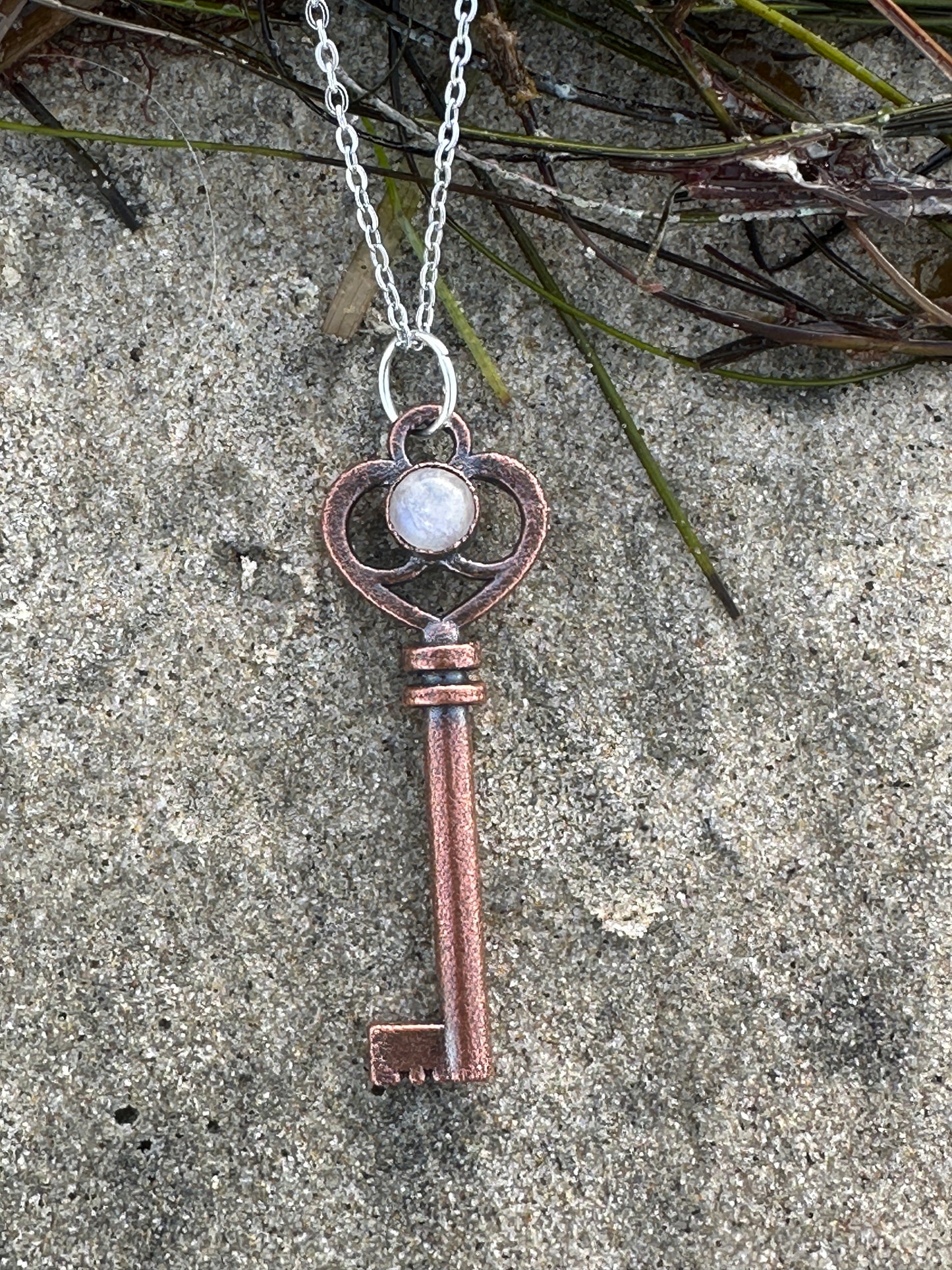 N. Key Necklace | Small | Rainbow Moonstone #2