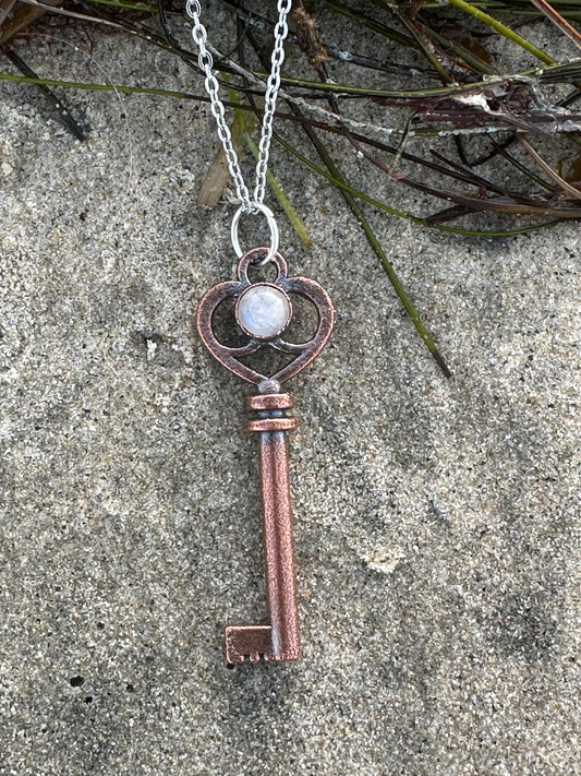 N. Key Necklace | Small | Rainbow Moonstone #2