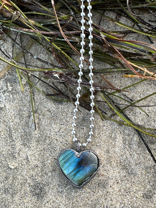 E. Heart Necklace |  Labradorite| #3