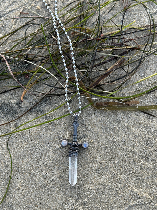 O. Crystal Sword | Rainbow Moonstone | Quartz