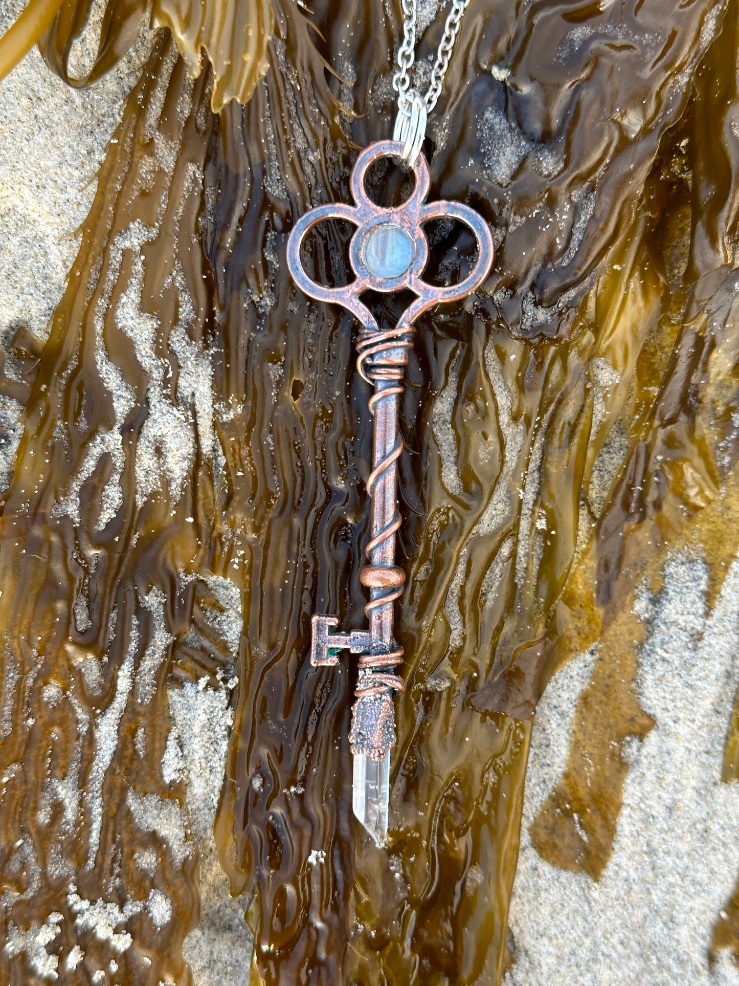 I. Key Necklace || Moonstone | Quartz | Dark Copper