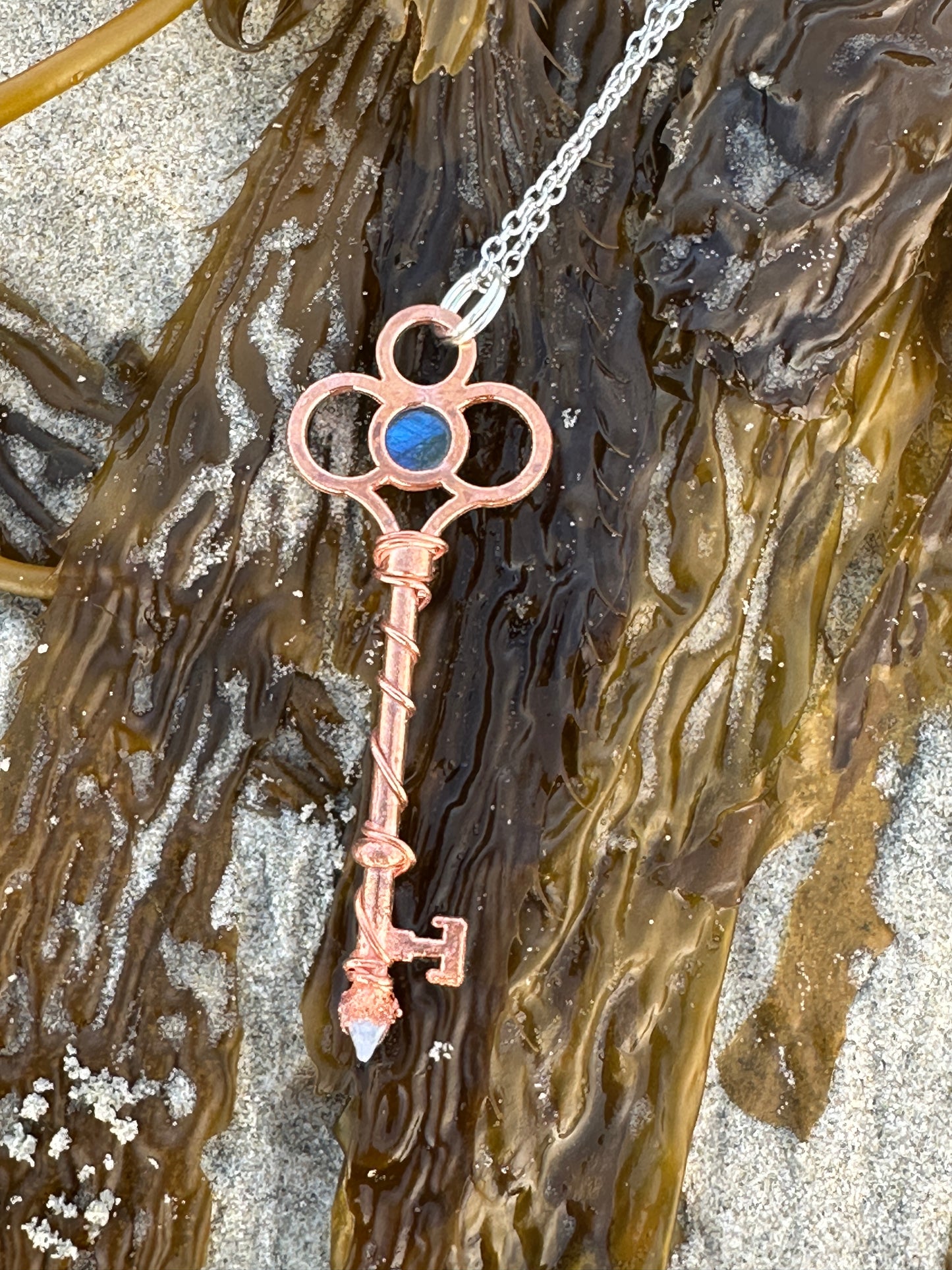 B. Key Necklace | Labradorite | Moonstone | Bright Copper