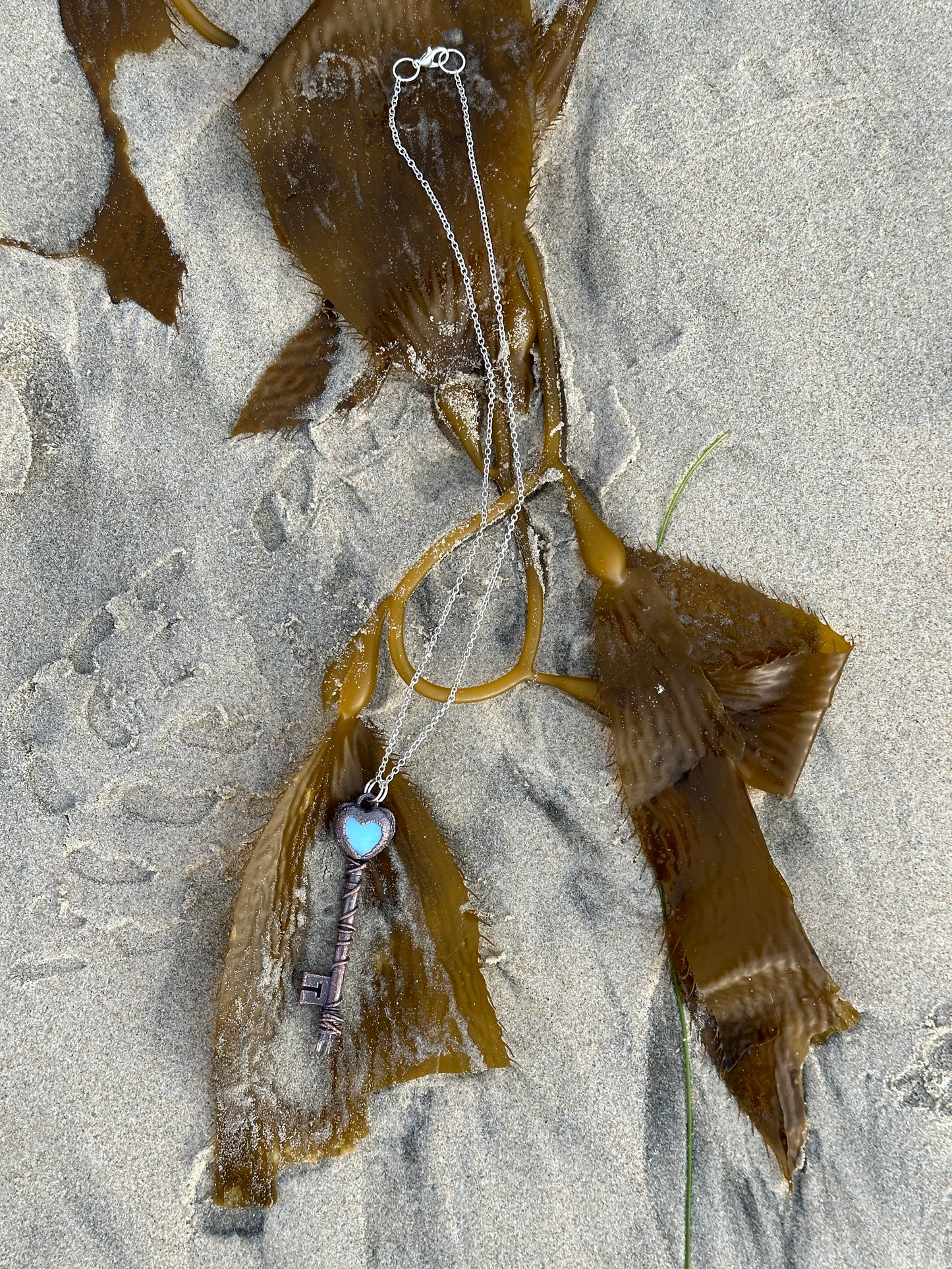 C. Heart Key | Opalite and Quartz | Dark Copper