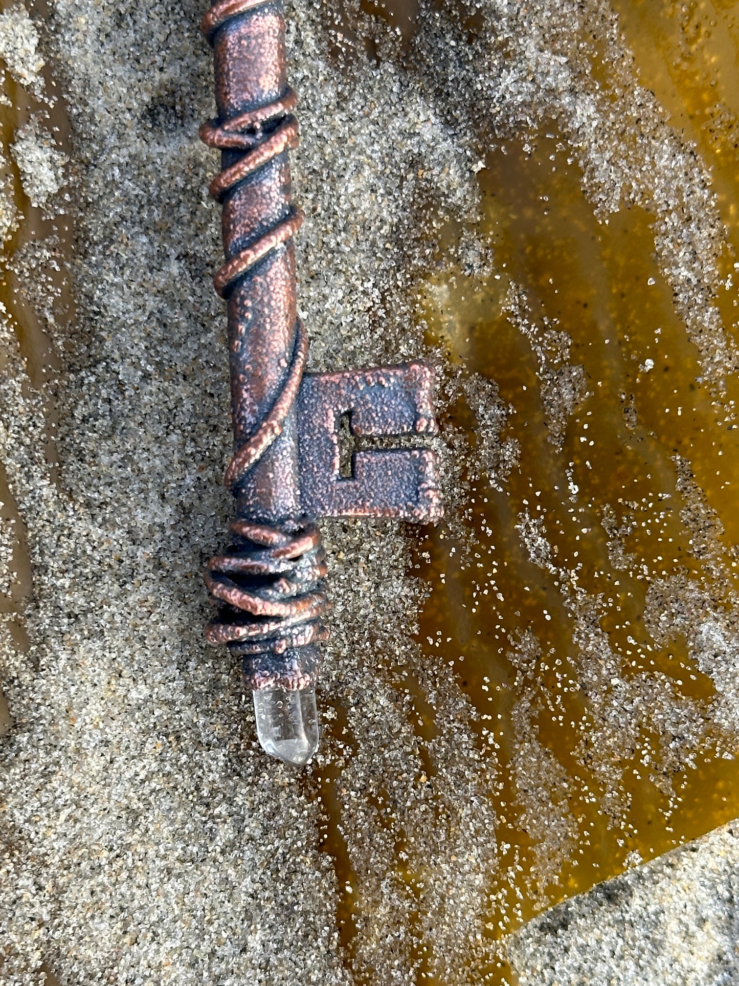 C. Heart Key | Opalite and Quartz | Dark Copper