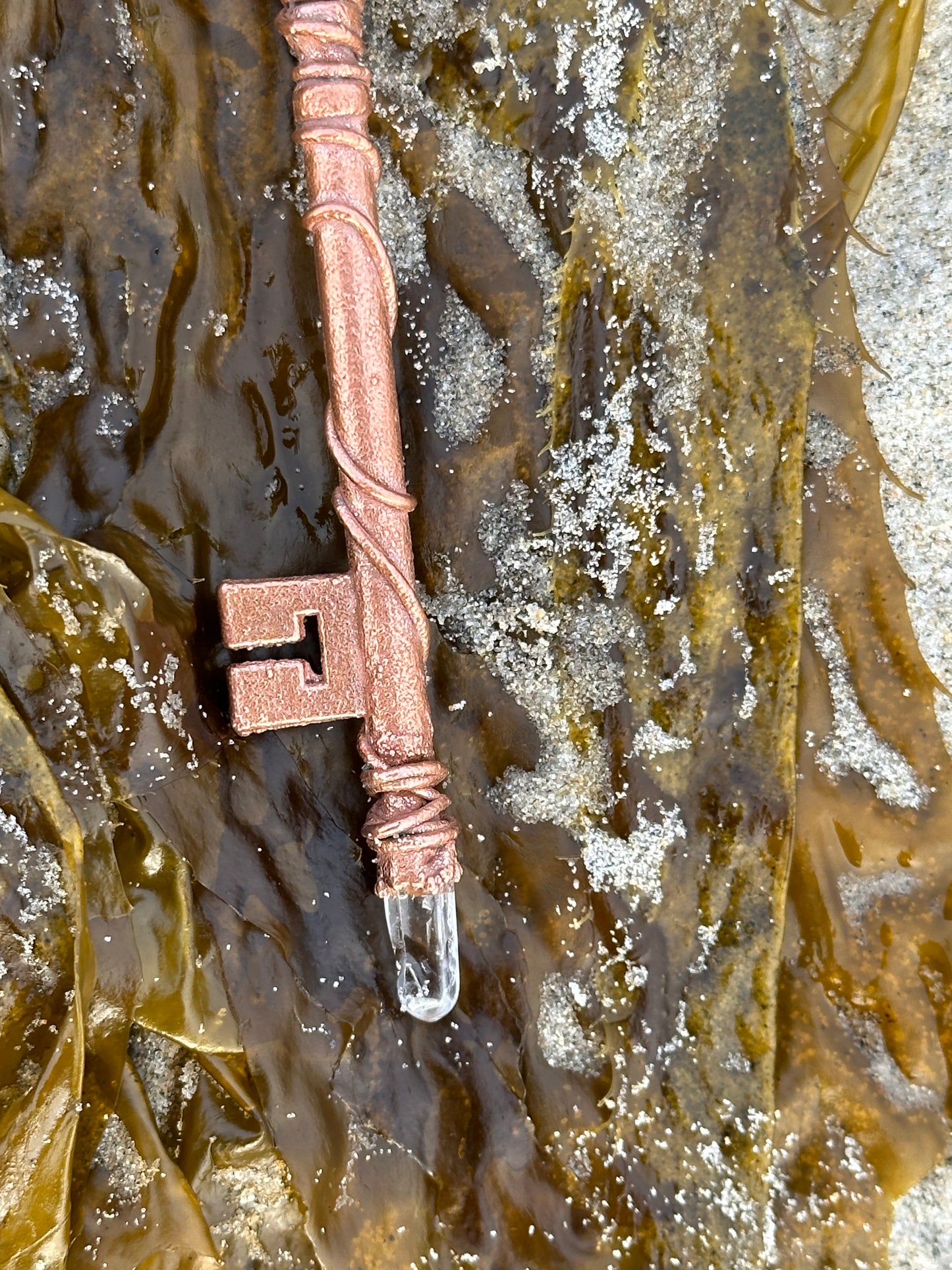D. Heart Key | Opalite and Quartz | Bright Copper